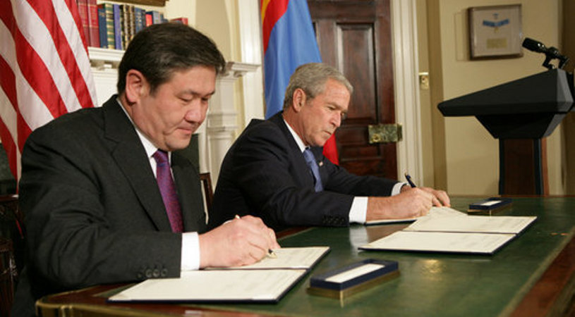 Presidents Bush and Enkhbayar
